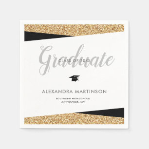 Serviette En Papier Faux Gold Parties scintillant Classe de 2025 Gradu