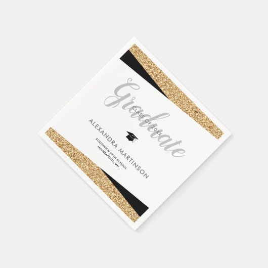 Serviette En Papier Faux Gold Parties scintillant Classe de 2025 Gradu (Coin)