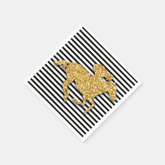 Serviette En Papier Faux Gold Parties scintillant Course Cheval Black (Coin)