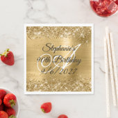 Serviette En Papier Faux Gold Parties scintillant et Foil 90e annivers (En situation)