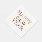 Serviette En Papier Faux Gold Typographie Joyeux Nouvel An Napkins (Coin)