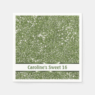 Serviette En Papier Faux Green Parties scintillant Texture Look Avec T