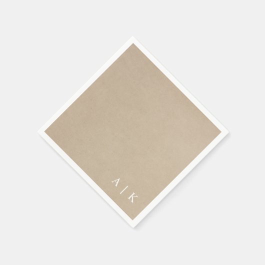 Serviette En Papier Faux Kraft Monogramme Simple Mariage rustique (Coin)