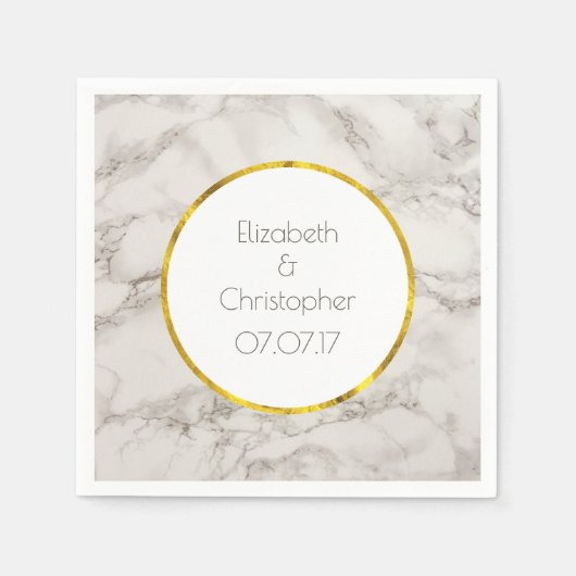 Serviette En Papier Faux Marbre Albâtre Taupe Tan Mariage moderne (Devant)