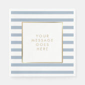 Serviette En Papier Faux or bleu blanc rayé (Devant)