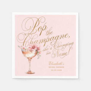 Serviette En Papier Faux or rose floral Champagne Baby Shower de maria