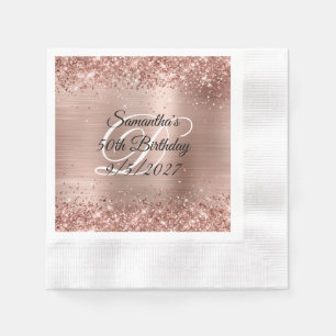 Serviette En Papier Faux or rose gold pailleté et feuille d'aluminium