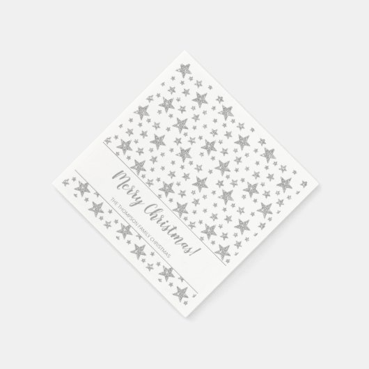 Serviette En Papier Faux Parties scintillant Argent Look Étoiles Motif (Coin)