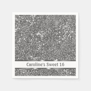 Serviette En Papier Faux Parties scintillant en argent Texture Look & 