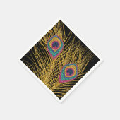 Serviette En Papier Faux Parties scintillant Gold Peacock Feathers (Coin)