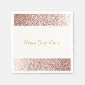 Serviette En Papier Faux Parties scintillant Rose Gold Peace Joy Love (Devant)