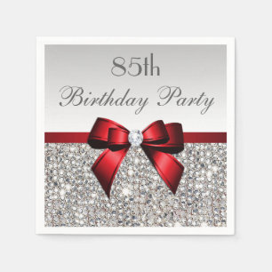Serviette En Papier Faux Red Bow Sequins Diamond N'importe quel âge An