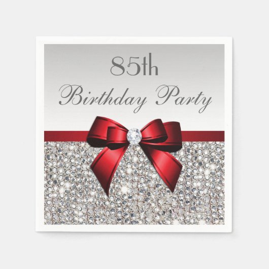 Serviette En Papier Faux Red Bow Sequins Diamond N'importe quel âge An (Devant)