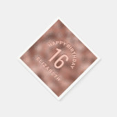 Serviette En Papier Faux Rose Gold Foil Texture Joyeux Anniversaire & (Coin)