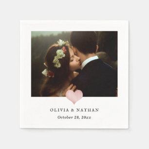 Serviette En Papier Faux Rose Gold Heart   Mariage photo chic
