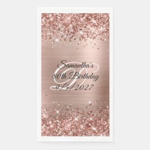 Serviette En Papier Faux rose gold pailleté et feuille d'aluminium 80e