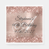Serviette En Papier Faux Rose Gold Parties scintillant et Foil 90e ann (Devant)