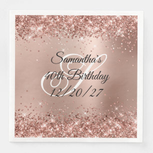 Serviette En Papier Faux Rose Parties scintillant or Glam Gradient 40e