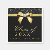 Serviette En Papier Faux Sequins Bow Gold Black Graduation Party (Devant)