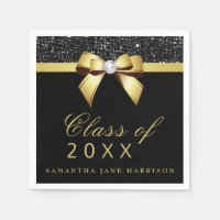Faux Sequins Bow Gold Black Graduation Party