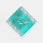 Serviette En Papier Faux Shiny Silver Parties scintillant Turquoise Fo (Coin)
