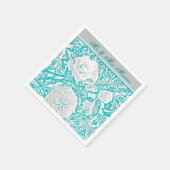Serviette En Papier Faux Silk Embossé Illusion Rose/Turquoise (Coin)
