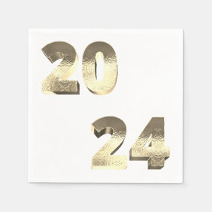 Serviette En Papier Faux Silver Gold Bonne année 2024