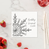 Serviette En Papier Faux Silver Snowflakes Mariage d'hiver (En situation)