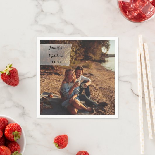 Serviette En Papier Faux Vellum Photo Overlay Mariage personnalisé (En situation)