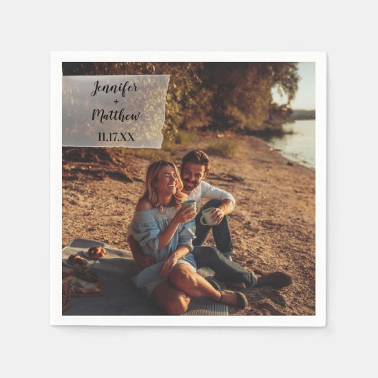 Serviette En Papier Faux Vellum Photo Overlay Mariage personnalisé (Devant)