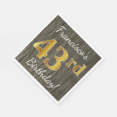 Serviette En Papier Faux Wood, Faux Gold 43e anniversaire + Nom person (Coin)