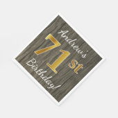 Serviette En Papier Faux Wood, Faux Gold 71e anniversaire + Nom person (Coin)