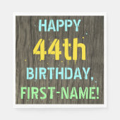 Serviette En Papier Faux Wood, Peint Texte Look, 44e anniversaire + No (Devant)