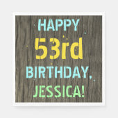 Serviette En Papier Faux Wood, Peint Texte Look, 53ème anniversaire + (Devant)