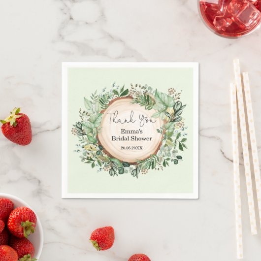 Serviette En Papier Faveurs de mariage de verdure botanique rustique (En situation)