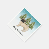 Serviette En Papier Fawn Carlin joli dessin Chien Snowy Forêt d'hiver (Coin)
