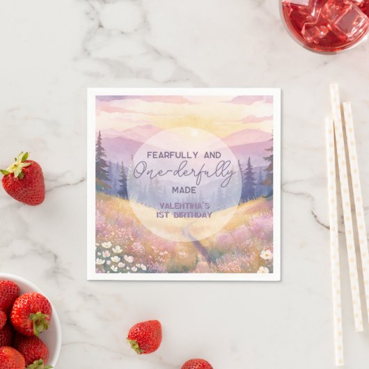 Serviette En Papier Fearfully and Onederfully Made Girl First Birthday (En situation)