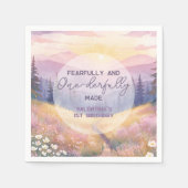Serviette En Papier Fearfully and Onederfully Made Girl First Birthday (Devant)
