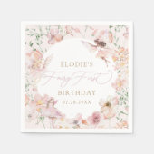 Serviette En Papier Fée 1ère Filles Florales Rose jetable Anniversaire (Devant)
