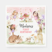 Serviette En Papier Fée Anniversaire 1er Enchanted Forest Girl Floral (Devant)
