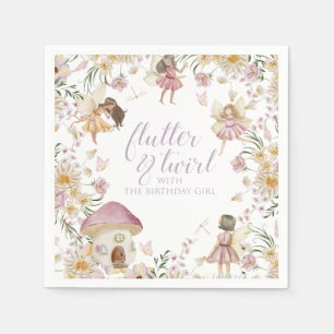 Serviette En Papier Fée anniversaire de fleurs sauvages