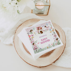 Serviette En Papier Fée bébé fille rose rose douche florale forêt