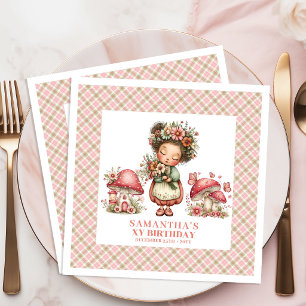 Serviette En Papier Fée Caprice Rose Floral Fête d'Anniversaire
