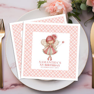 Serviette En Papier Fée Capricieuse 6ème Anniversaire Floral Blush