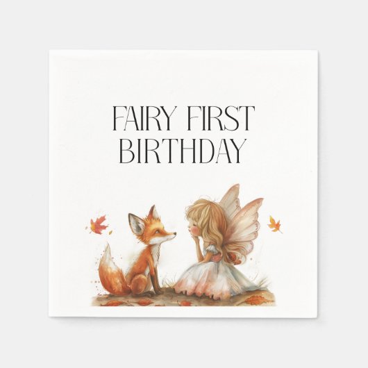 Serviette En Papier Fée d'automne premier Merci d'anniversaire avec re (Devant)