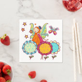 Serviette En Papier Fée de jardin avec des fleurs (En situation)