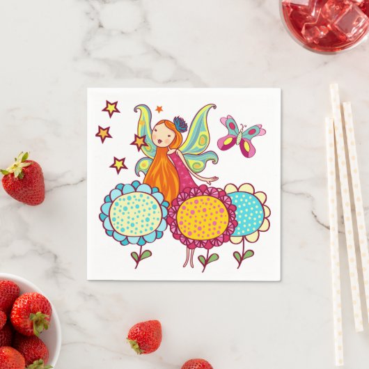 Serviette En Papier Fée de jardin avec des fleurs (En situation)