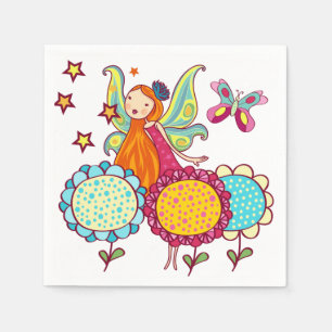 Serviette En Papier Fée de jardin avec des fleurs