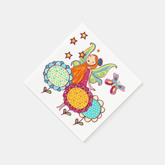 Serviette En Papier Fée de jardin avec des fleurs (Coin)