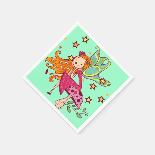 Serviette En Papier Fée de jardin sur le champignon (Coin)